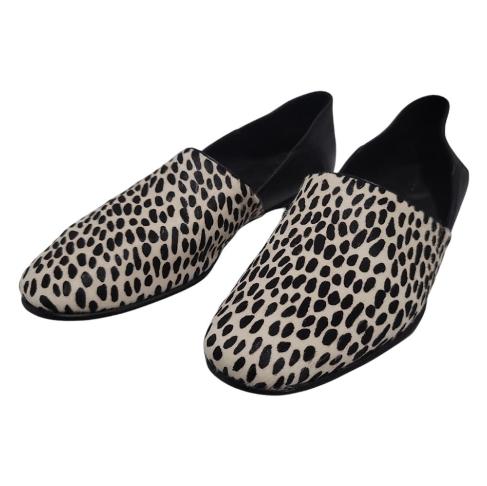 NWT Clarks Pure Tone Black Dress Flats 9.5 Dotted Calf Hair Soft Leather No Box